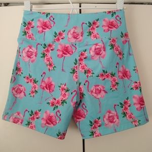IAB floral flamingo no-ride shorts, size 6/S